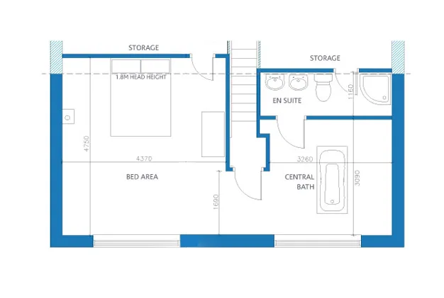 2D overhead plan of loft conversion in Derby