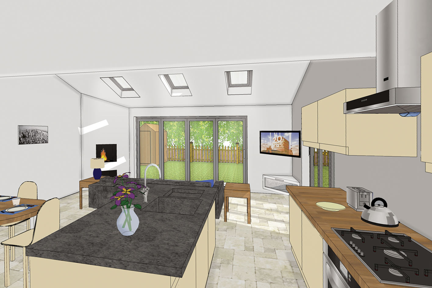 3D Visual of living kitchen in Darley Abbey, Derby