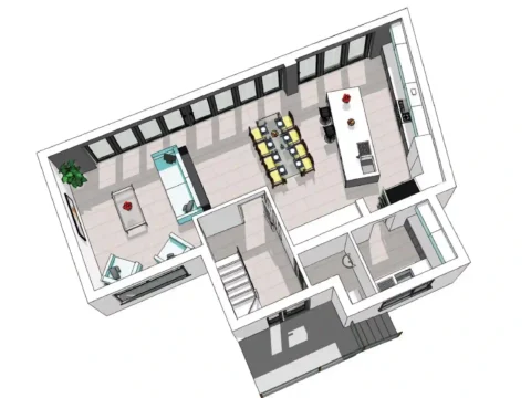 Design Option B: Ground Floor - 3D Overhead Plan